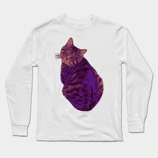 Fat Tabby Cat Purple Long Sleeve T-Shirt